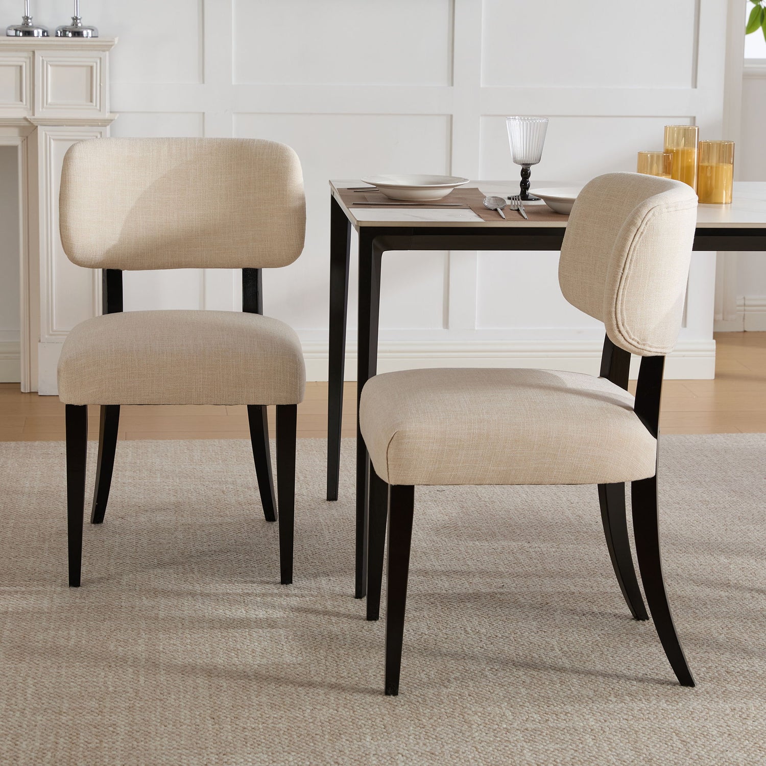 Kitchen Dining Chairs (Set of 2) - Cream