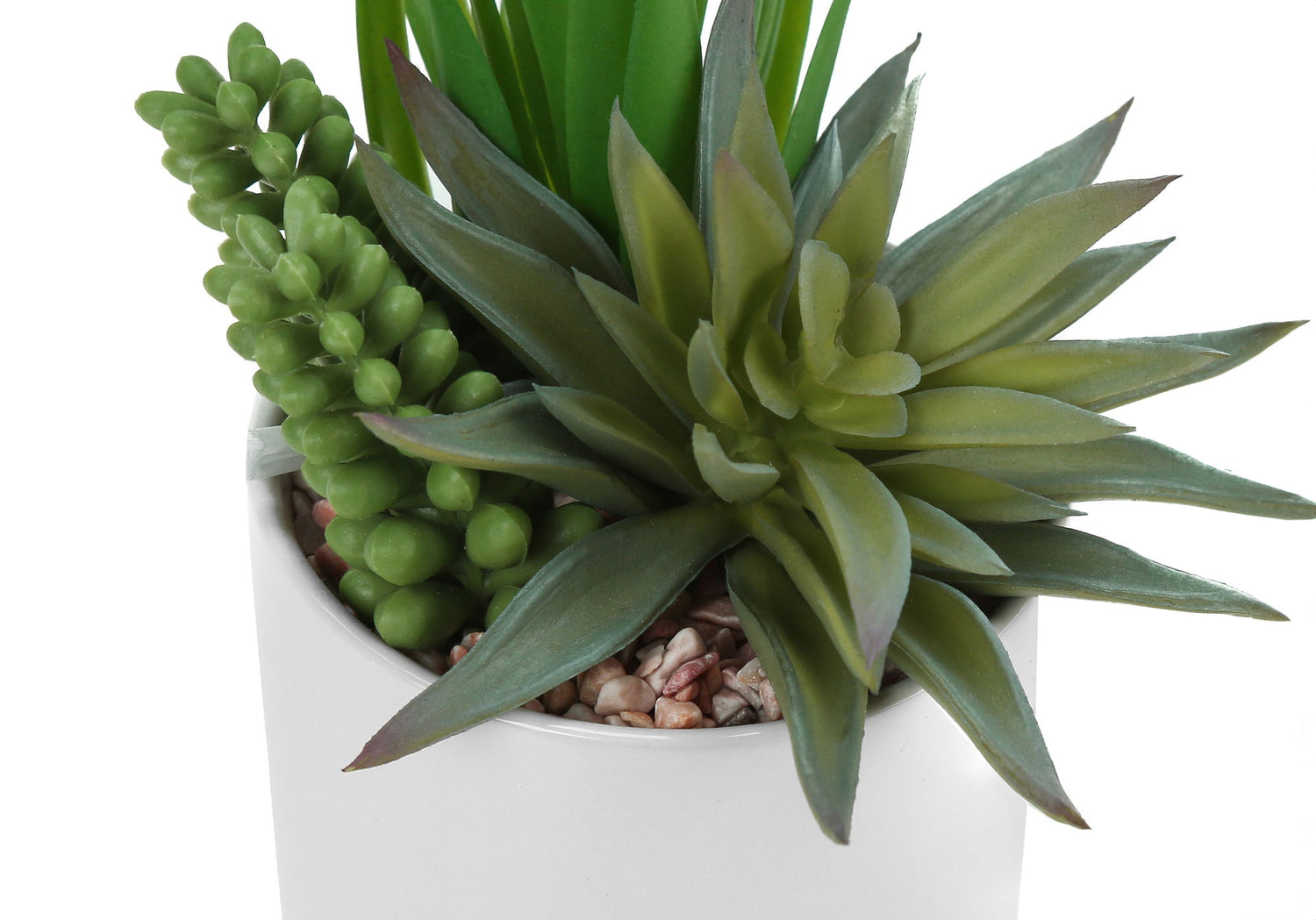 7&quot; Tall, Artificial Plant, Succulent, Indoor, Faux, Fake, Table, Greenery, Potted, Decorative (Set of 2) - Green / White