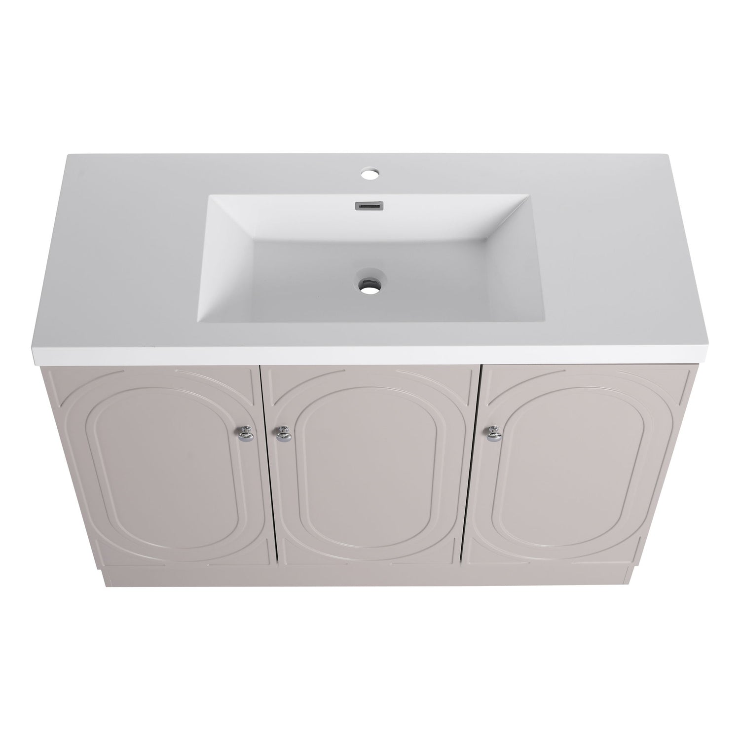 Contemporary Freestanding Bathroom Vanity With Resin Sink &amp; Soft-Close Cabinet Doors