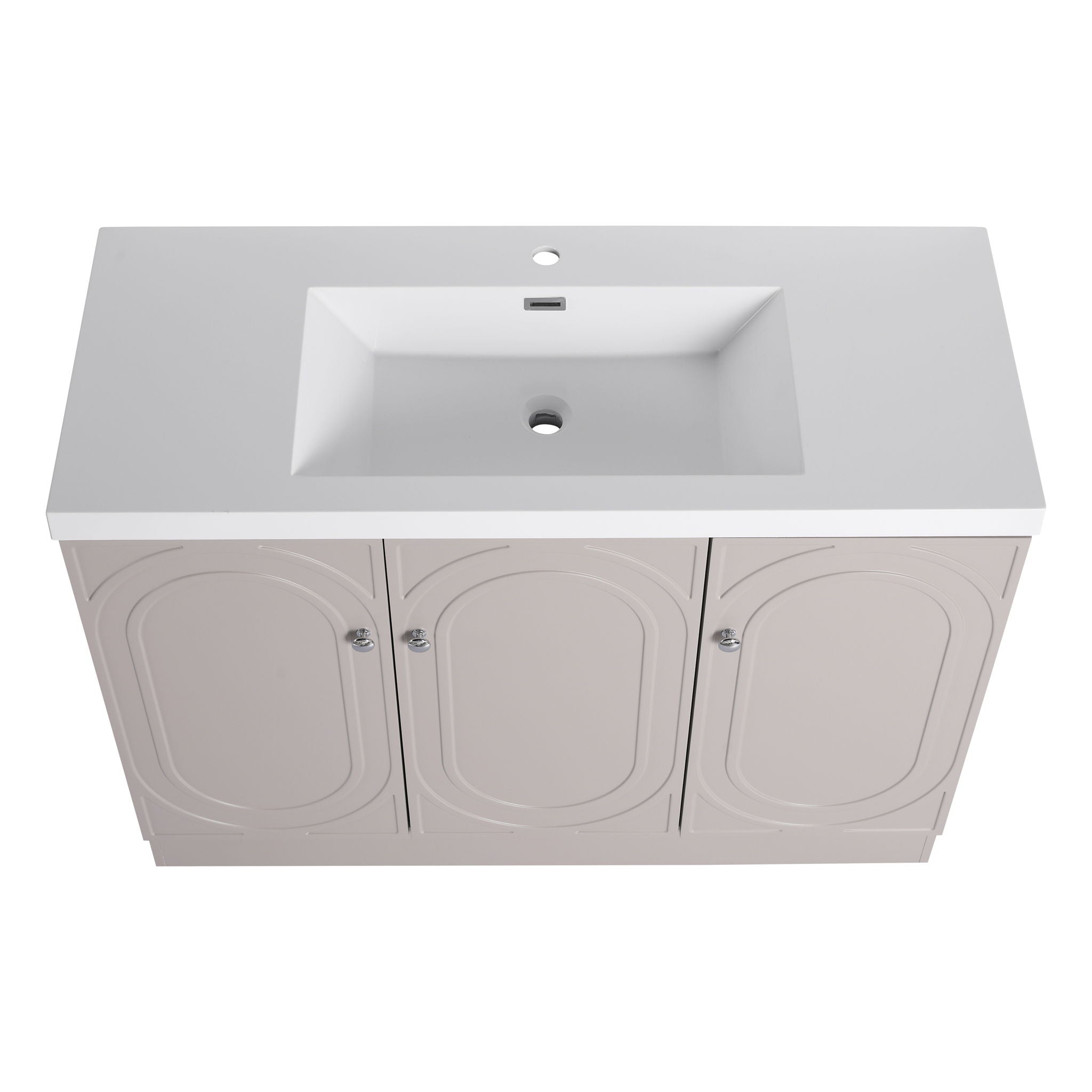 Contemporary Freestanding Bathroom Vanity With Resin Sink &amp; Soft-Close Cabinet Doors