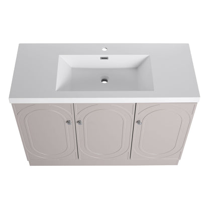 Contemporary Freestanding Bathroom Vanity With Resin Sink &amp; Soft-Close Cabinet Doors