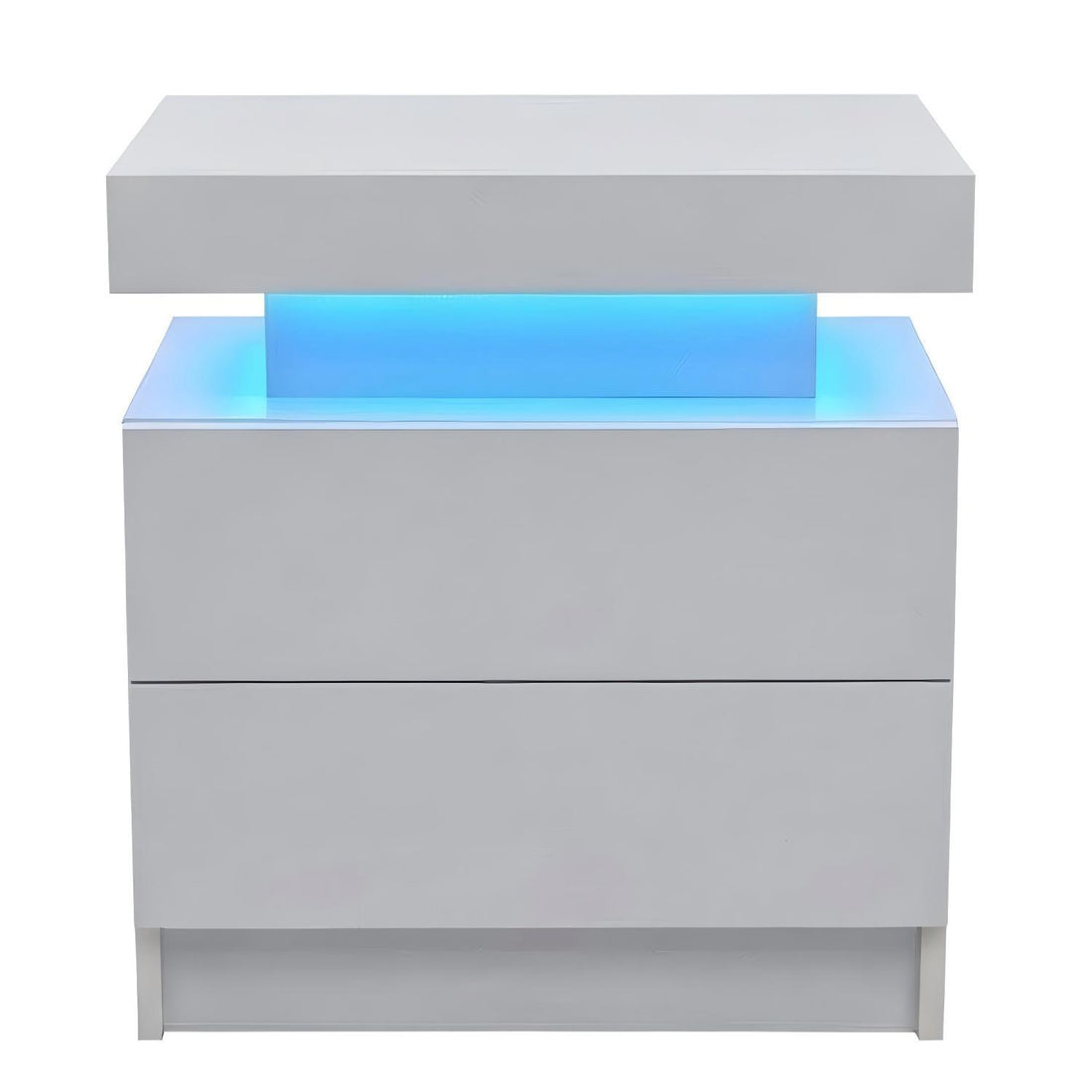 Modern LED Bedside Table Cabinet With Adjustable Lights And 2 Drawers - White