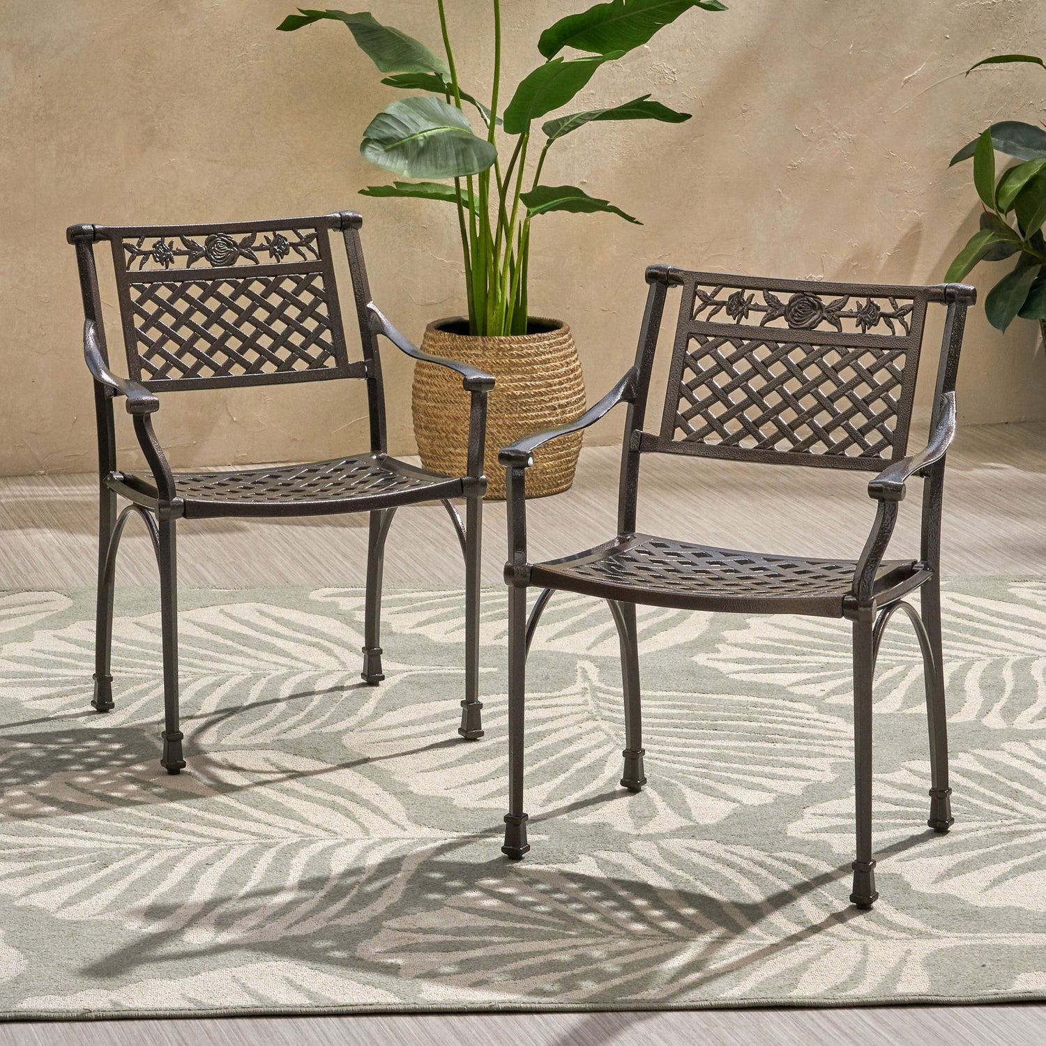 Cast Aluminum Dining Chair With Hand Crafted Details - Bronze