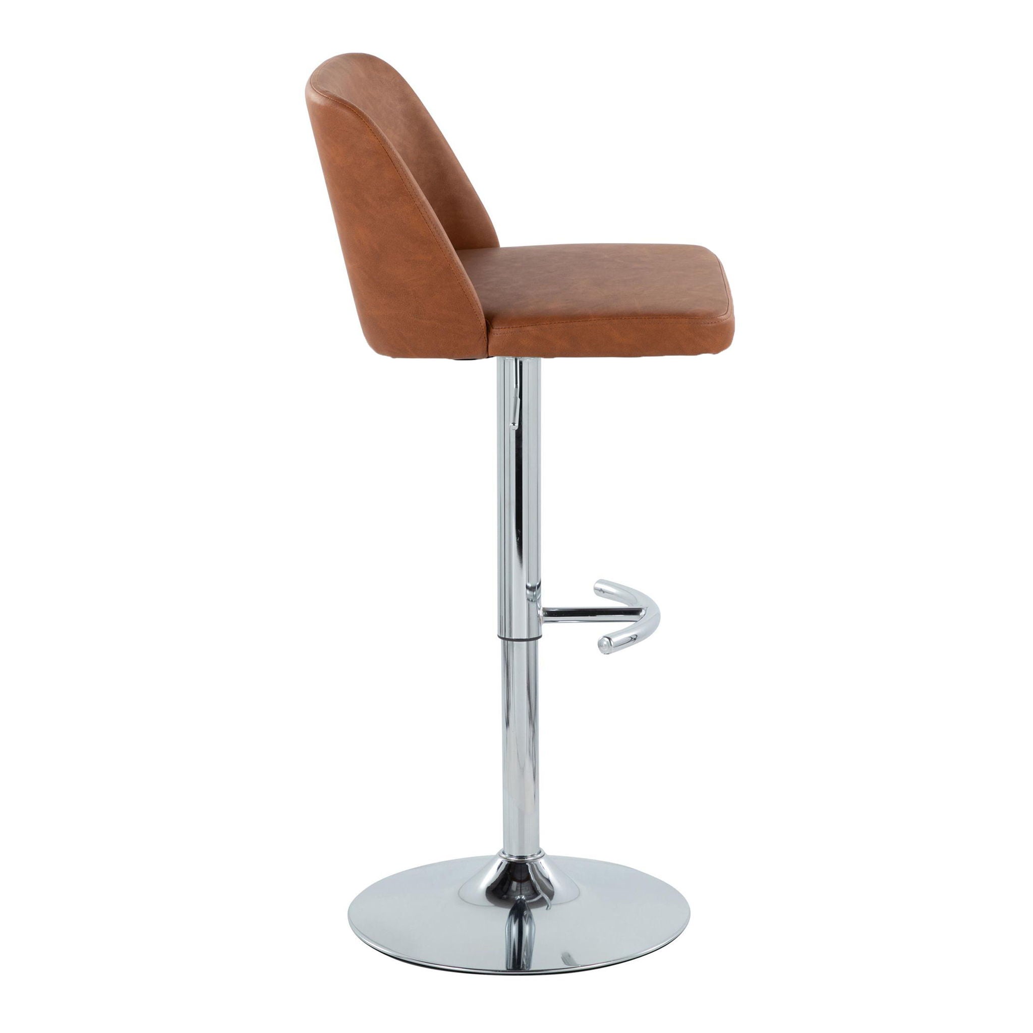 Toriano - Contemporary Adjustable Barstool With Swivel &amp; Rounded T Footrest (Set of 2)