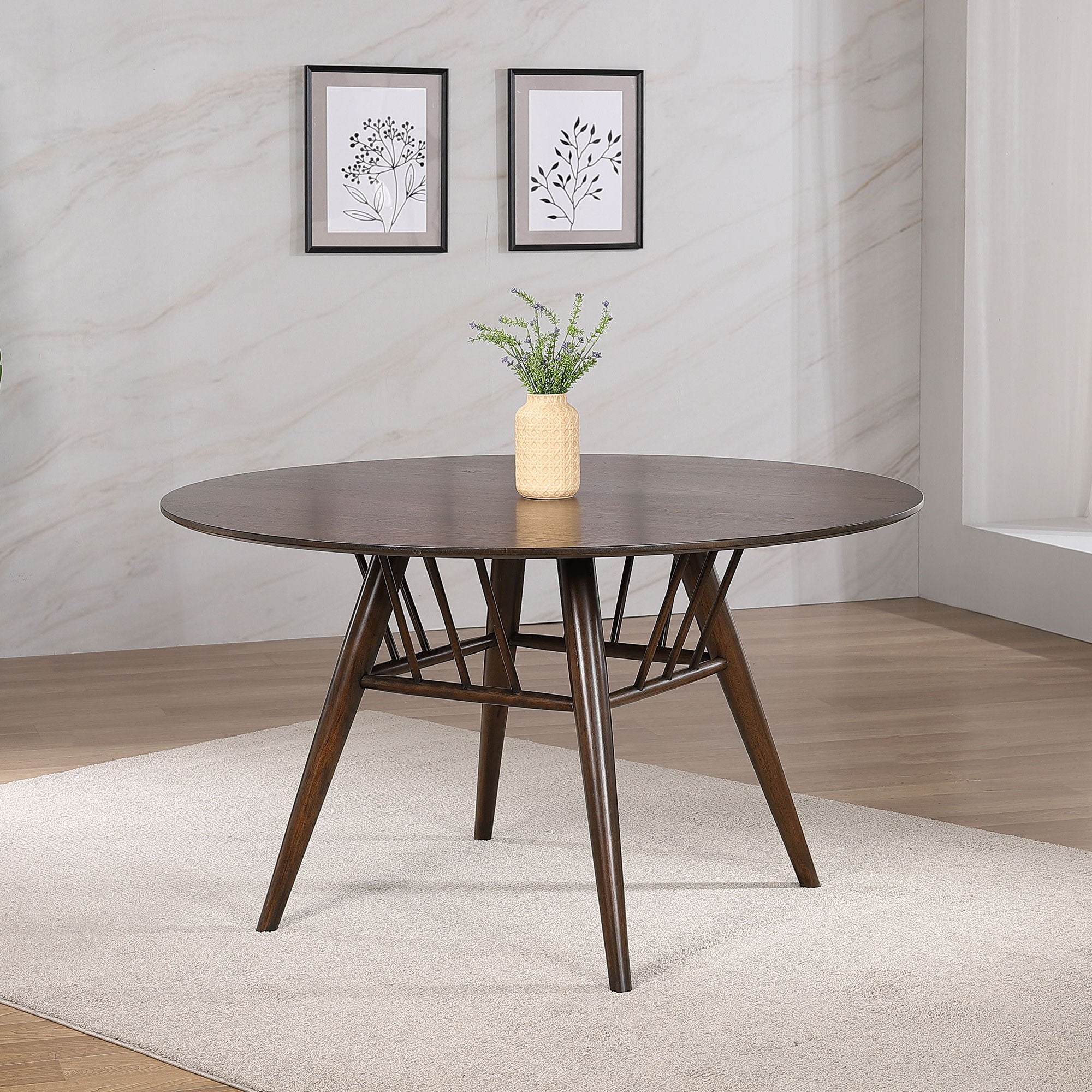 Shirley - Round Dining Table - Dark Walnut
