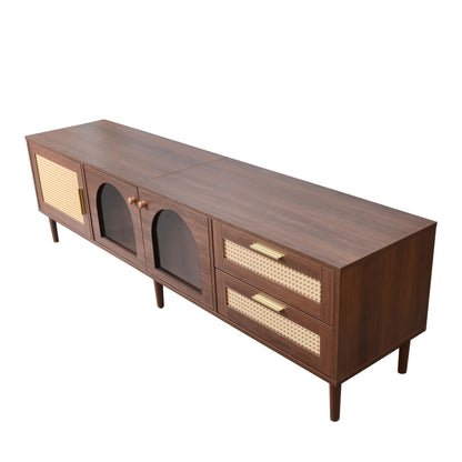 TV Stand With App-Controlled LED Lights, 2 Drawers &amp; Door Storage