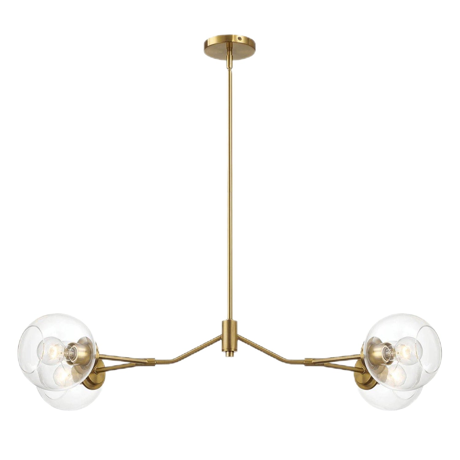 Jewel - 4 Lights Modern Farmhouse Chandelier Ceiling Hanging Light Fixture - Clear / Gold