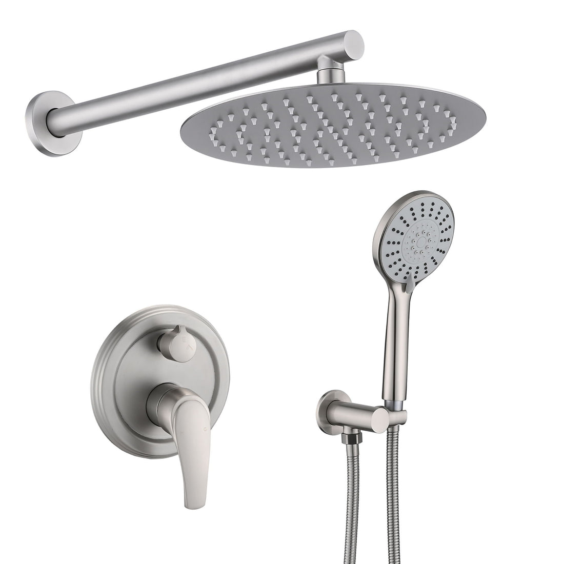 Wall Mounted Shower Set With High Pressure 10&quot; Rain Shower Head And 5 Function Handheld Shower Head
