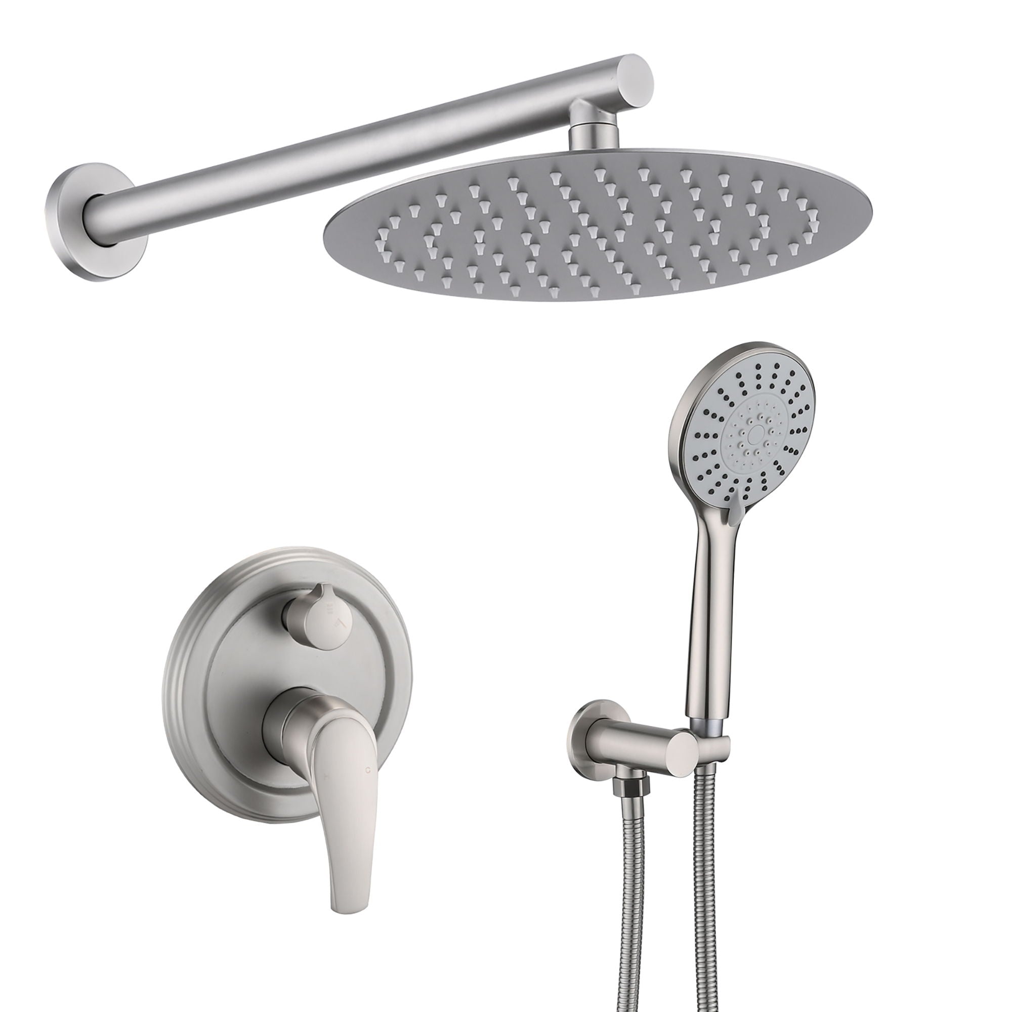 Wall Mounted Shower Set With High Pressure 10&quot; Rain Shower Head And 5 Function Handheld Shower Head