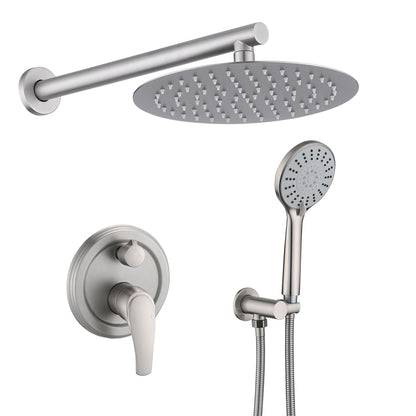 Wall Mounted Shower Set With High Pressure 10&quot; Rain Shower Head And 5 Function Handheld Shower Head