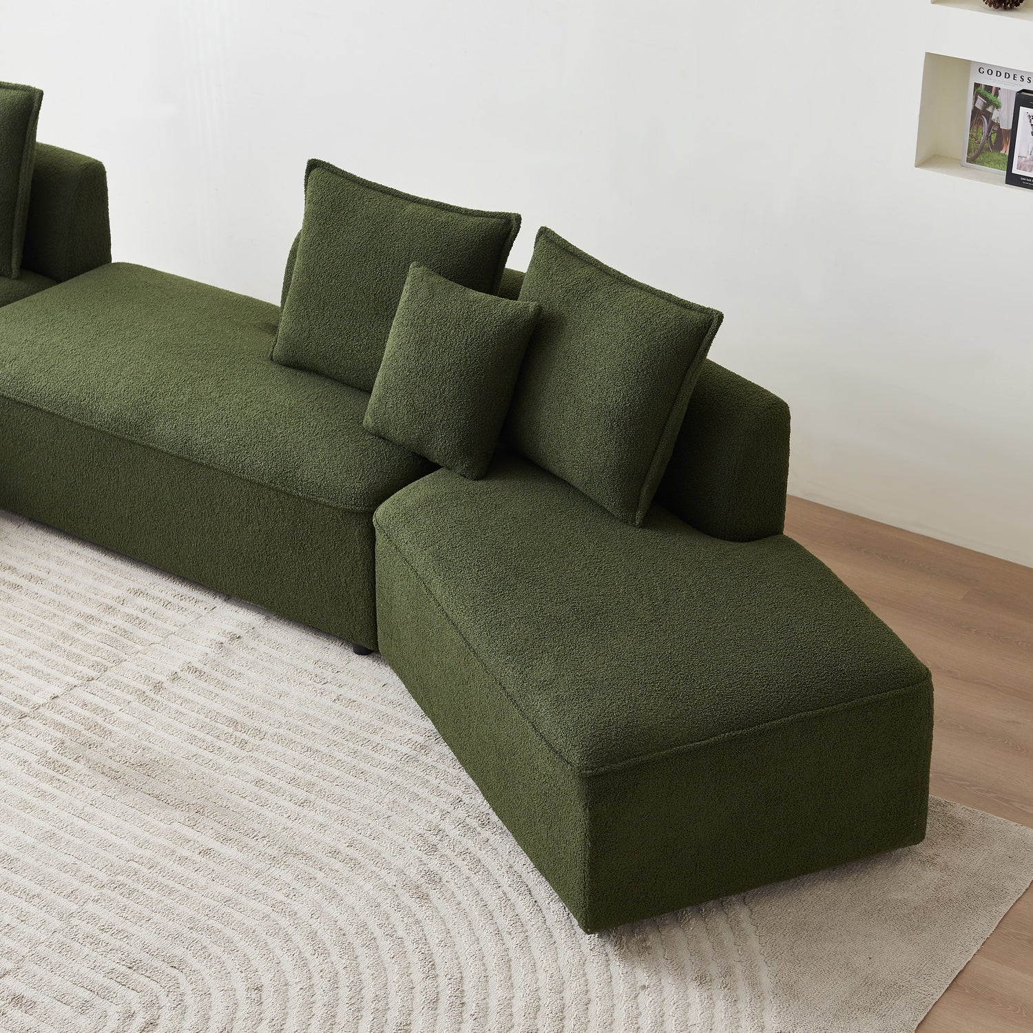 Curved Modular Sectional Sofa For Living Room, Oversized L Shaped Couch With Chaise Lounge Sofa Set, Upholstered Sofa With 3 Back Pillows &amp; 2 Throw Pillow, For Home Office