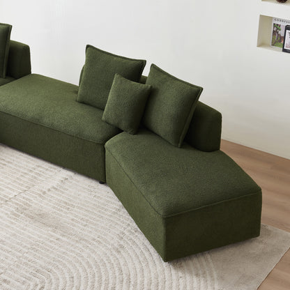 Curved Modular Sectional Sofa For Living Room, Oversized L Shaped Couch With Chaise Lounge Sofa Set, Upholstered Sofa With 3 Back Pillows &amp; 2 Throw Pillow, For Home Office