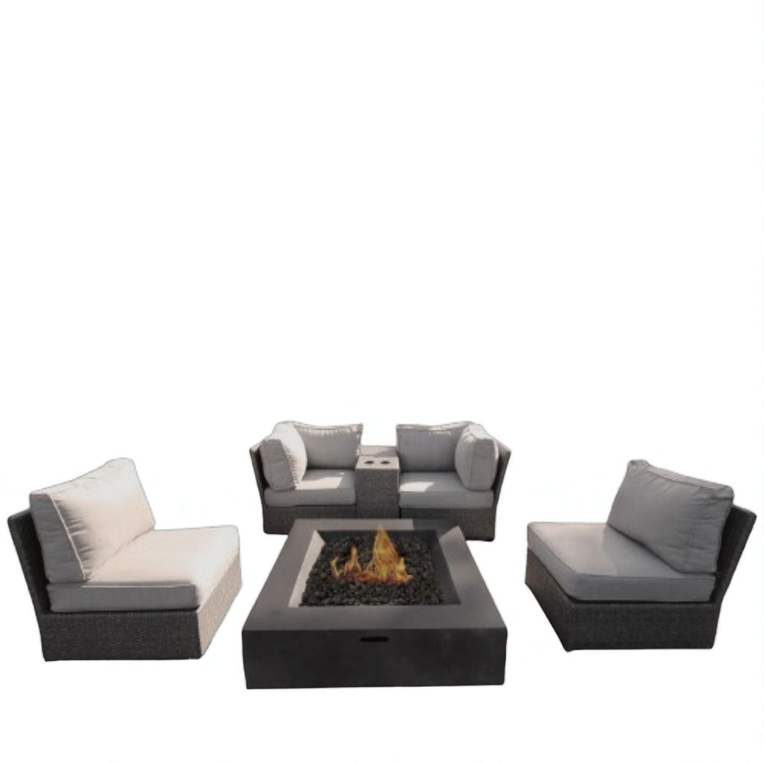 Patio Conversation Set &amp; Cushions, Seats 4 - Gray Mix