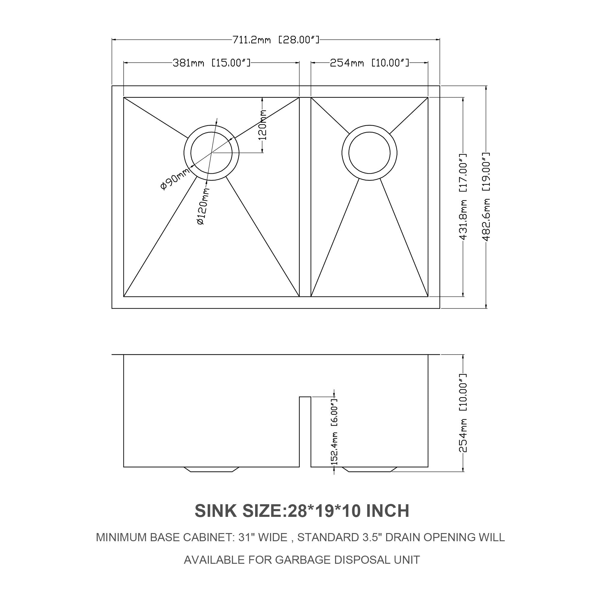 Modern Double Bowl Undermount Sink Design With 10&quot; Deep Basins