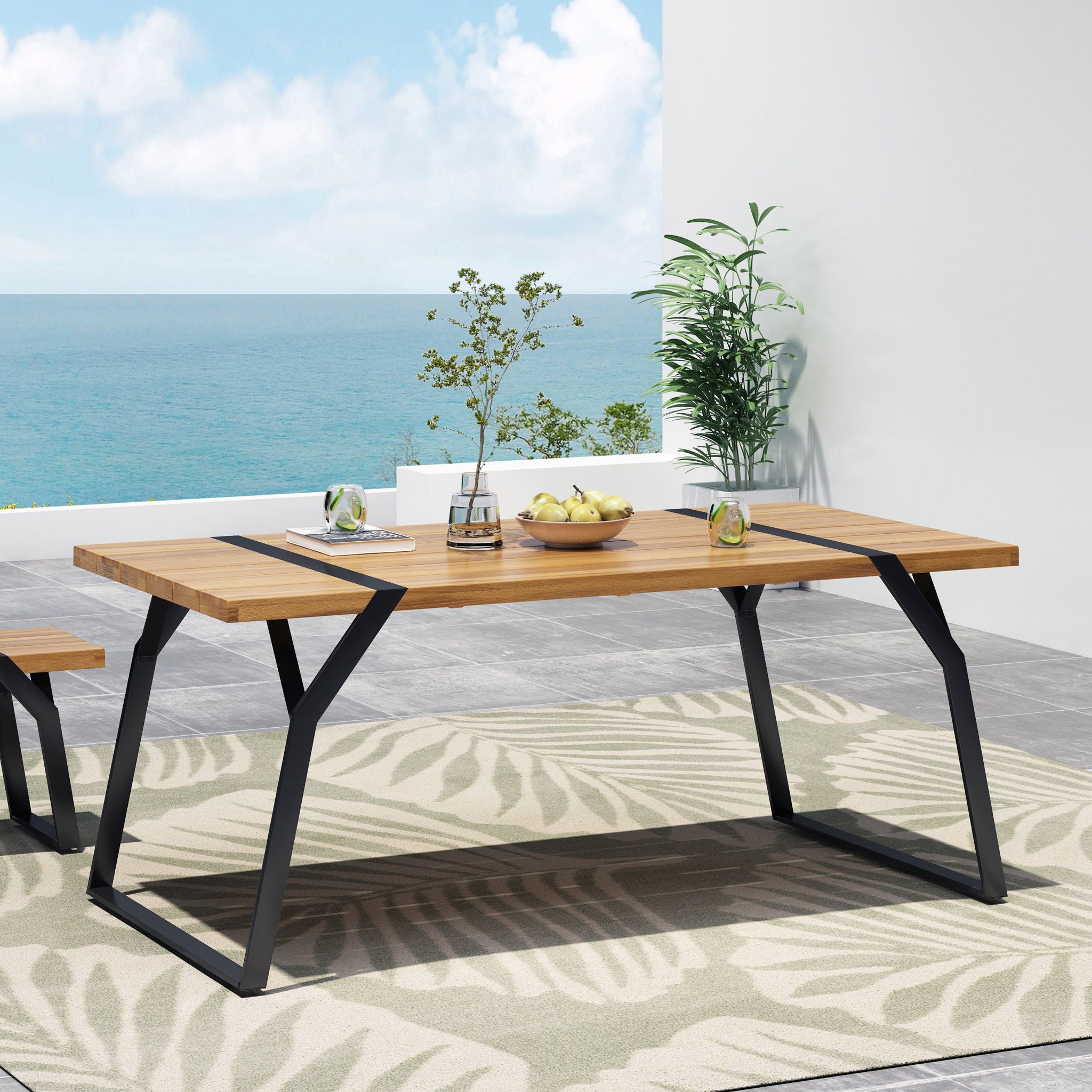 Zora - Dining Table Industrial &amp; Iron Table - Black