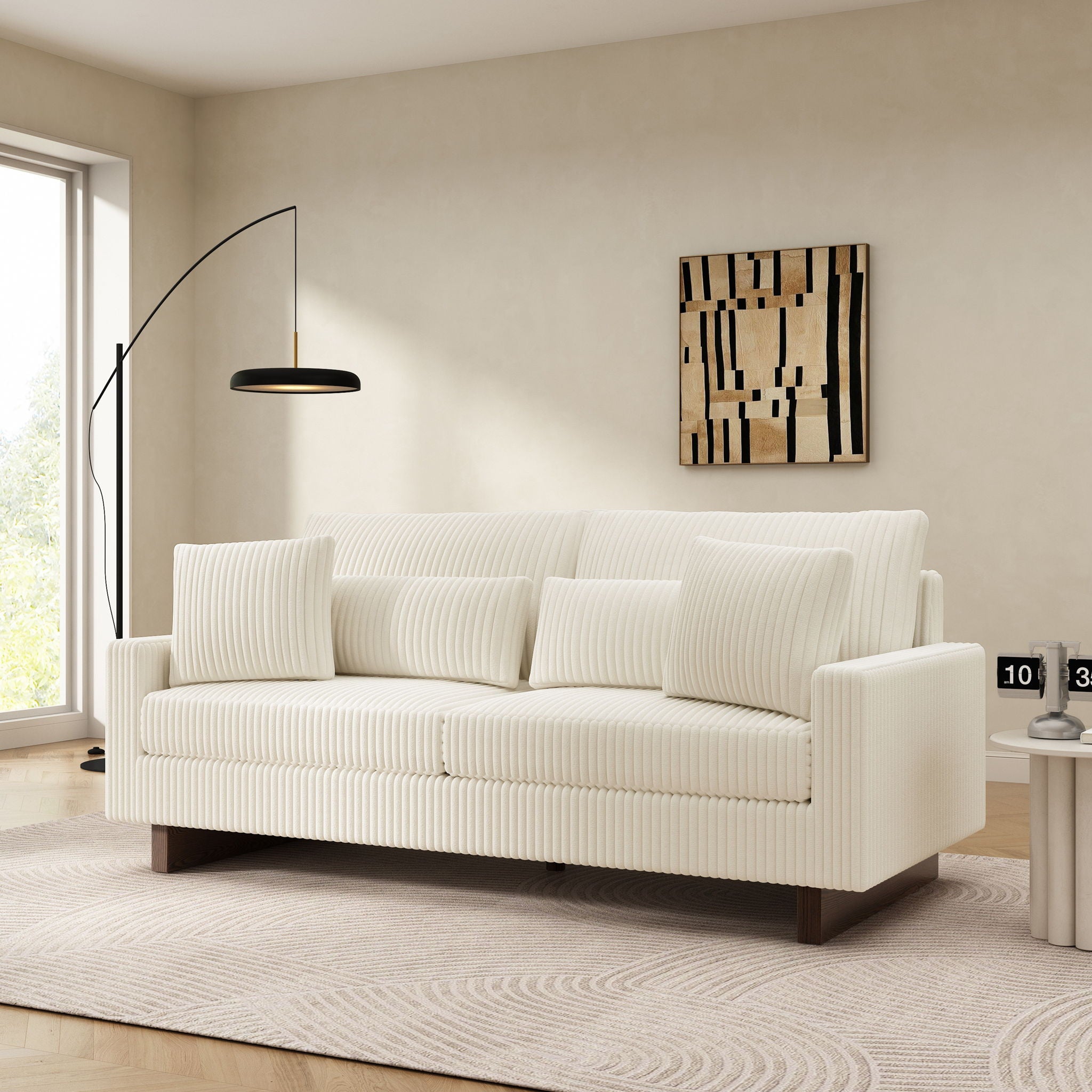 Modern Loveseat Sofa With 4 Pillows