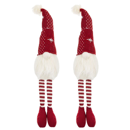 Christmas Gnomes Decorations, Christmas Table Home Ornaments For Holiday Party Gifts (Set of 2) - White / Red