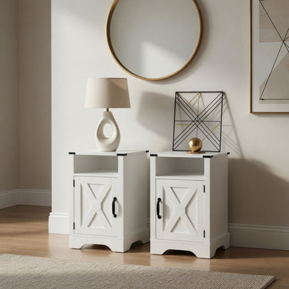 Farmhouse Nightstand, Charging Station &amp; Storage