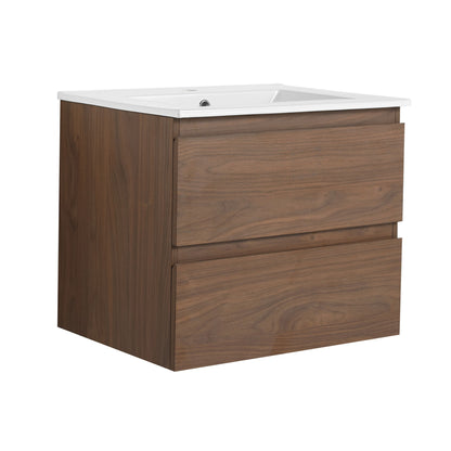 Wall Mounted Bathroom Vanity &amp; Sink, 2 Soft Close Drawers