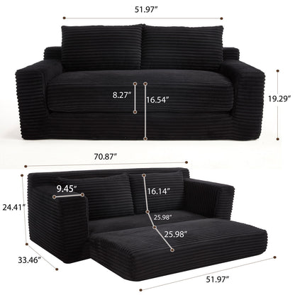 Convertible Loveseat Sofa Bed With Memory Foam &amp; Steel Frame