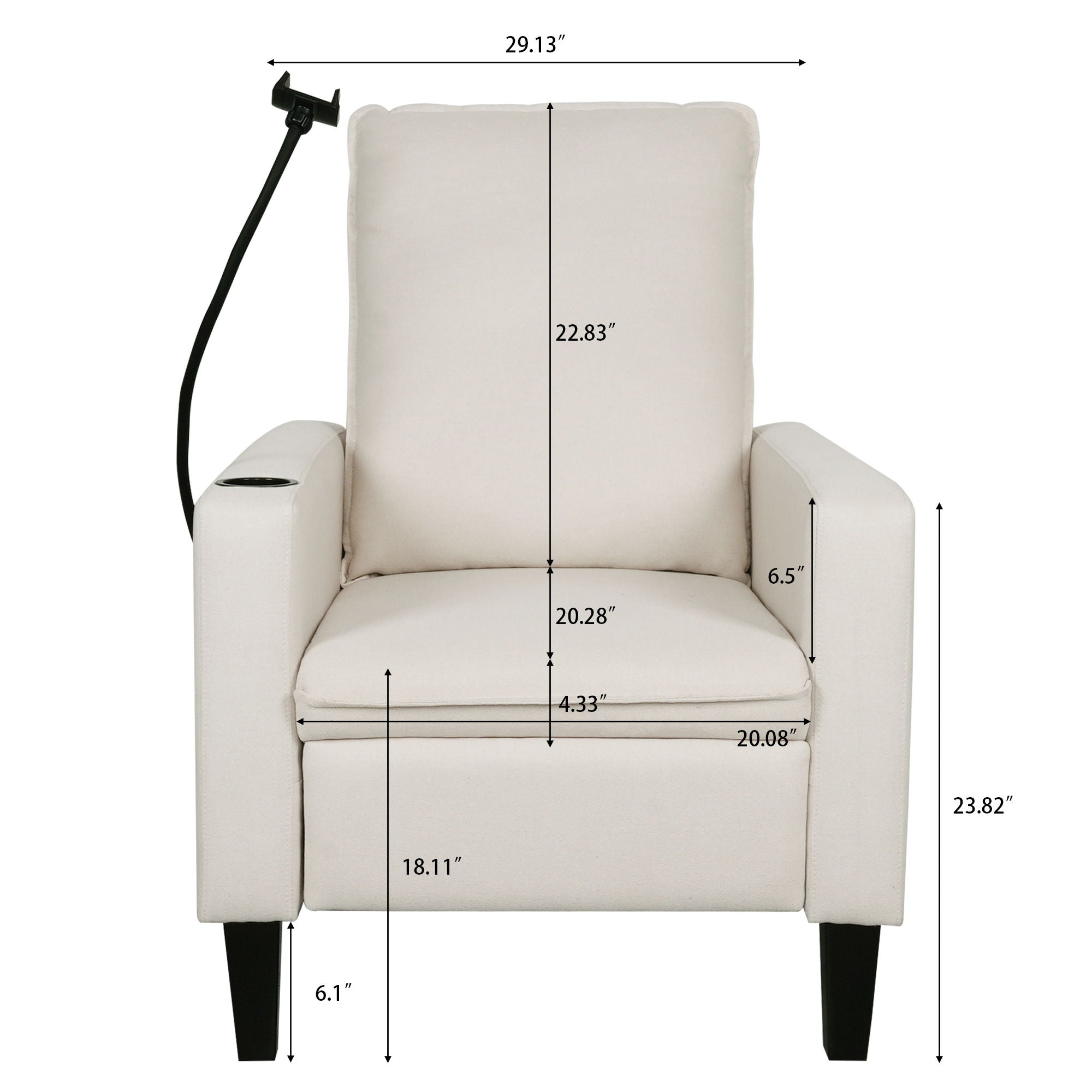 Recliner Chairs For Adults, Adjustable Recliner Sofa With Mobile Phone Holder &amp; Cup Holder, Modern Reclining Chairs Fabric Push Back Recliner Chairs For Living Room, Bedroom