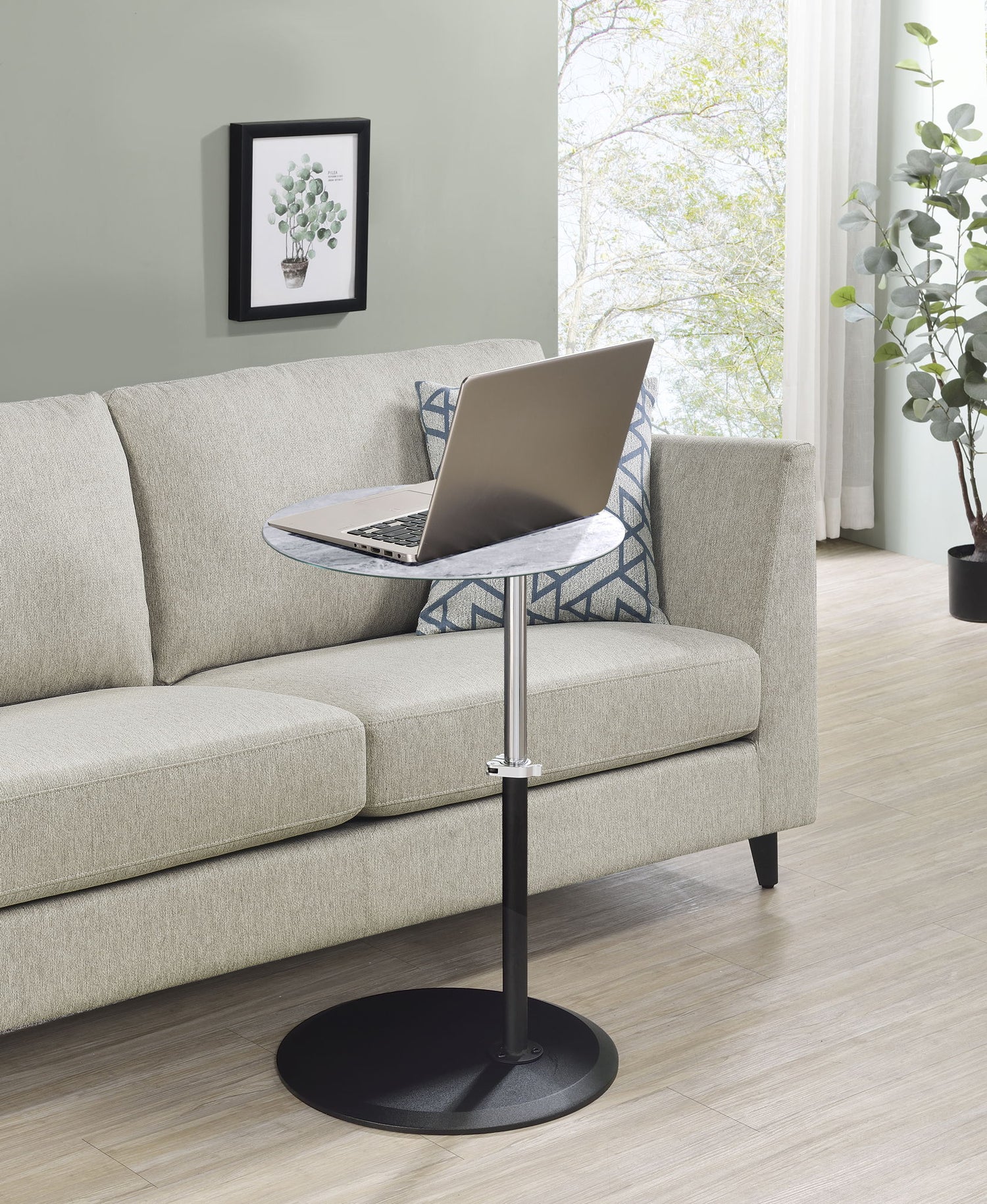 Orbit - 15.5&quot; End Table With Height Adjustable Marble Textured Top