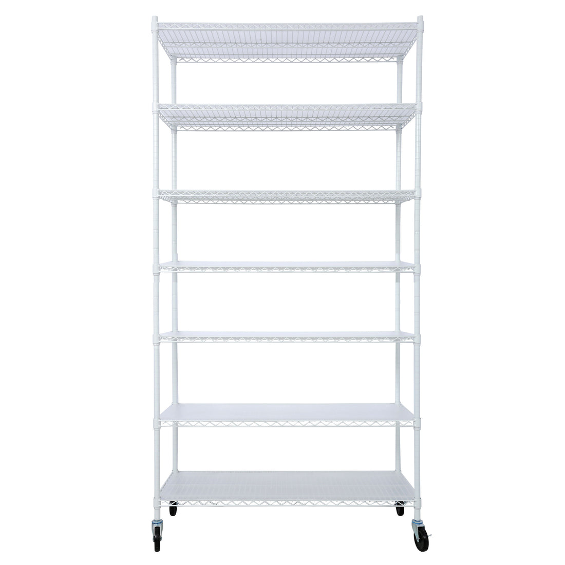 7 Tier Metal Shelf Wire Shelving Unit, 2450Lbs Heavy Duty Adjustable Storage Rack With Wheels &amp; Shelf Liners For Closet Kitchen Garage Basement Commercial Shelving