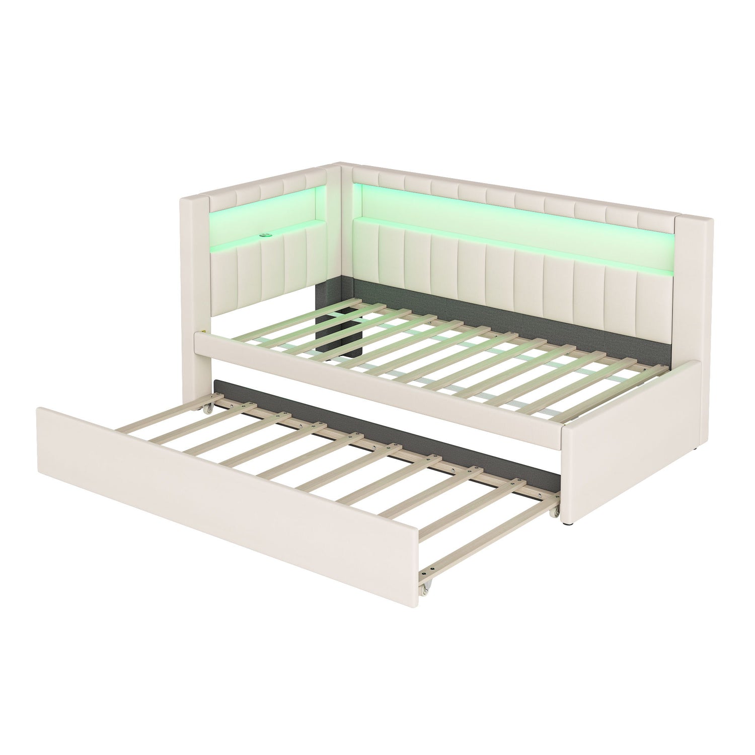 Upholstered Platform Bed With USB Ports And LED Belt