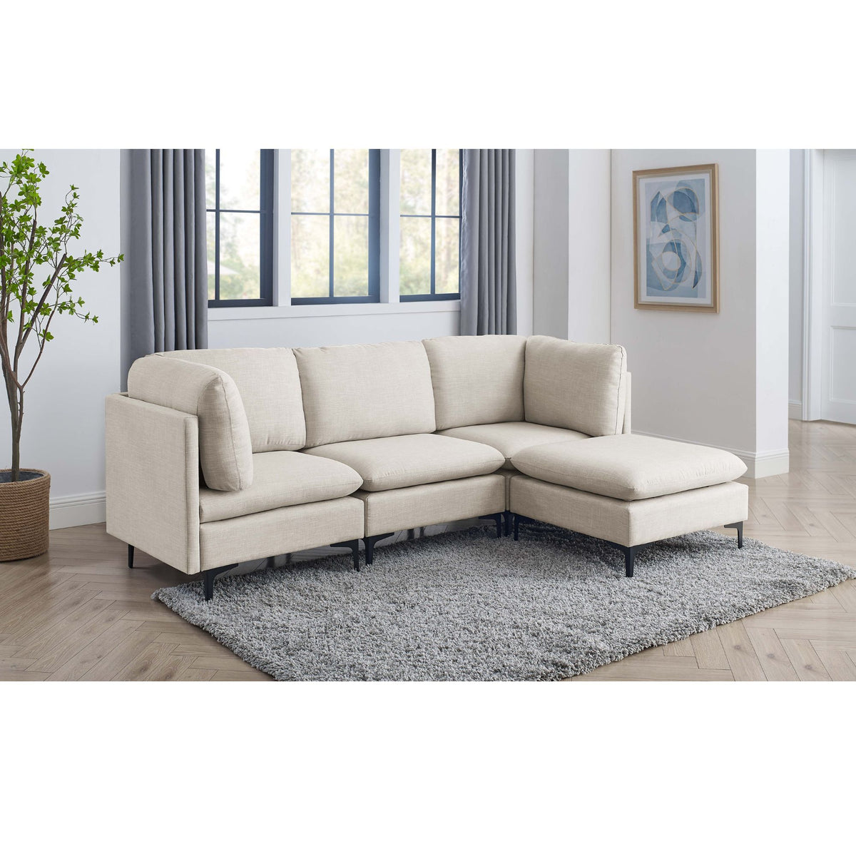 Upholstered Modular Sectional &amp; Tall Legs