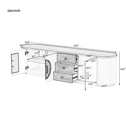 Modern Minimalist TV Stand For TVs Up To 80&quot; With 3 Drawers And 1 Shelf