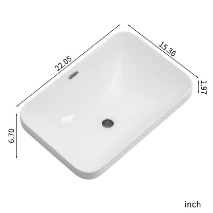 Undermount Bathroom Sink, Vessel Basin For Vanity Countertop - Milk White