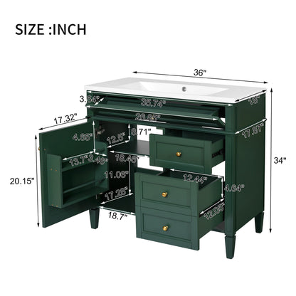 Bathroom Vanity &amp; Top Sink, Modern Bathroom Storage Cabinet With 2 Drawers And A Tip-Out Drawer