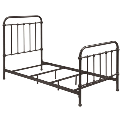 Twin Panel Bed With Ornate Design - Bronze