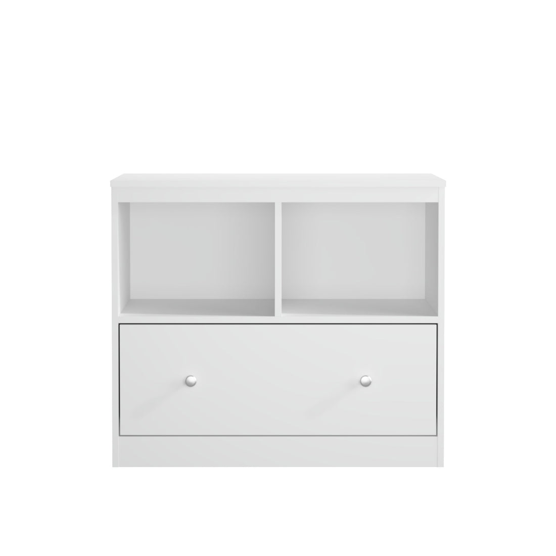 Toy Storage Organizer With Large Drawer And Low Bookshelf For Nursery &amp; Playroom - White
