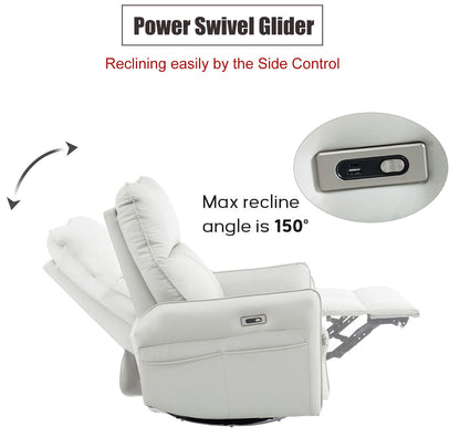 29.92&quot; 270 Power Swivel Rocker Recliner Chair, Electric Glider Reclining Sofa With USB Ports, Power Swivel Glider, Rocking Chair Nursery Recliners For Living Room Bedroom