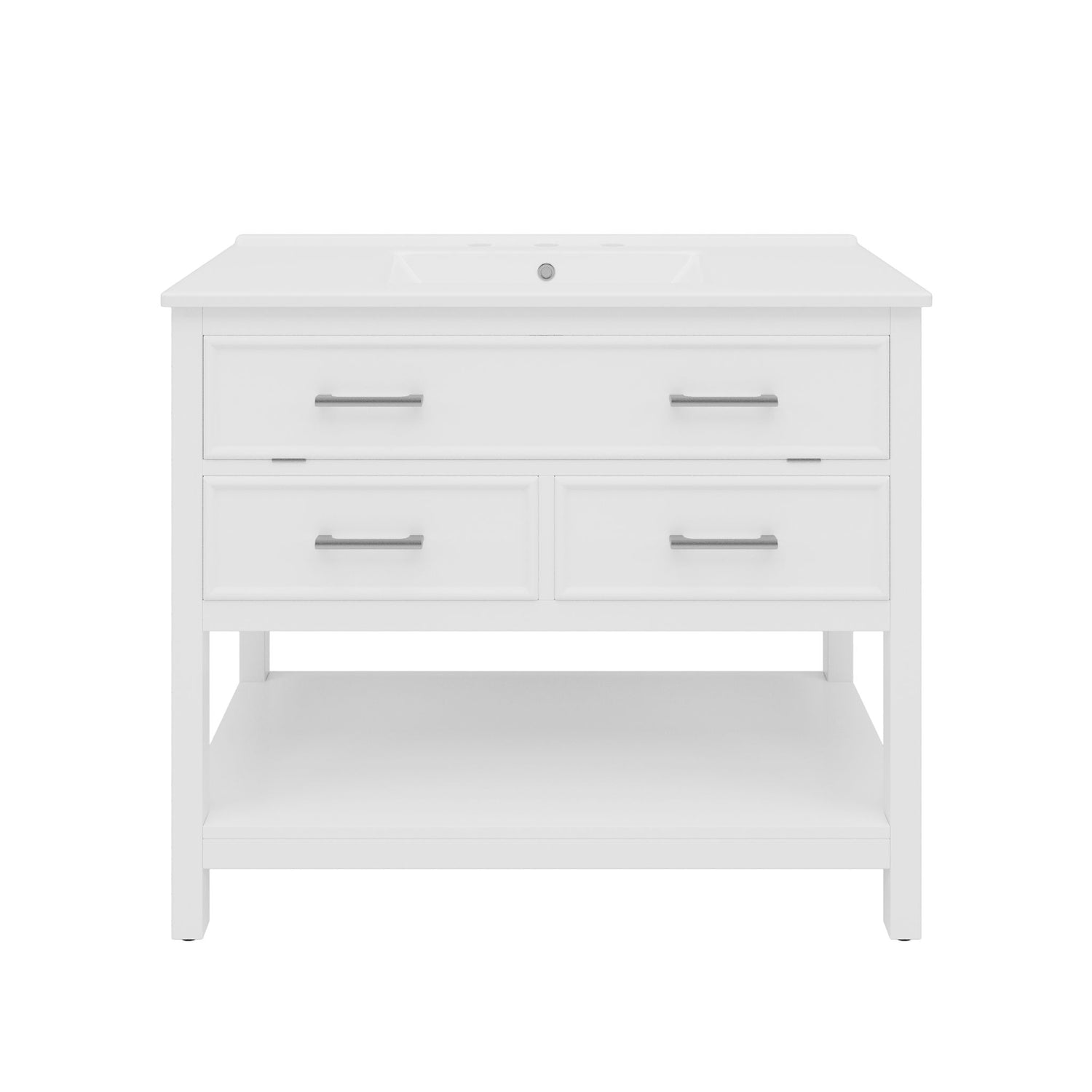 Bathroom Vanity With Ceramic Sink, Tip Out Tray &amp; 2 Full Extension Drawers