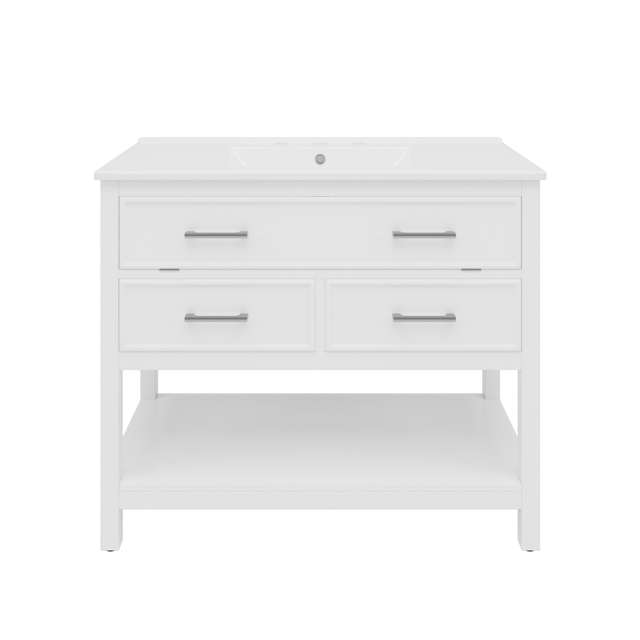 Bathroom Vanity With Ceramic Sink, Tip Out Tray &amp; 2 Full Extension Drawers