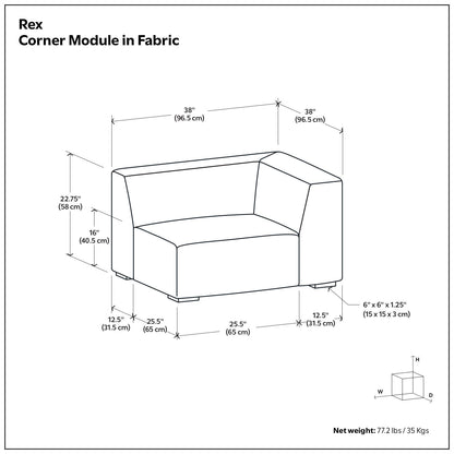 Rex - Corner Sofa Module - Gray