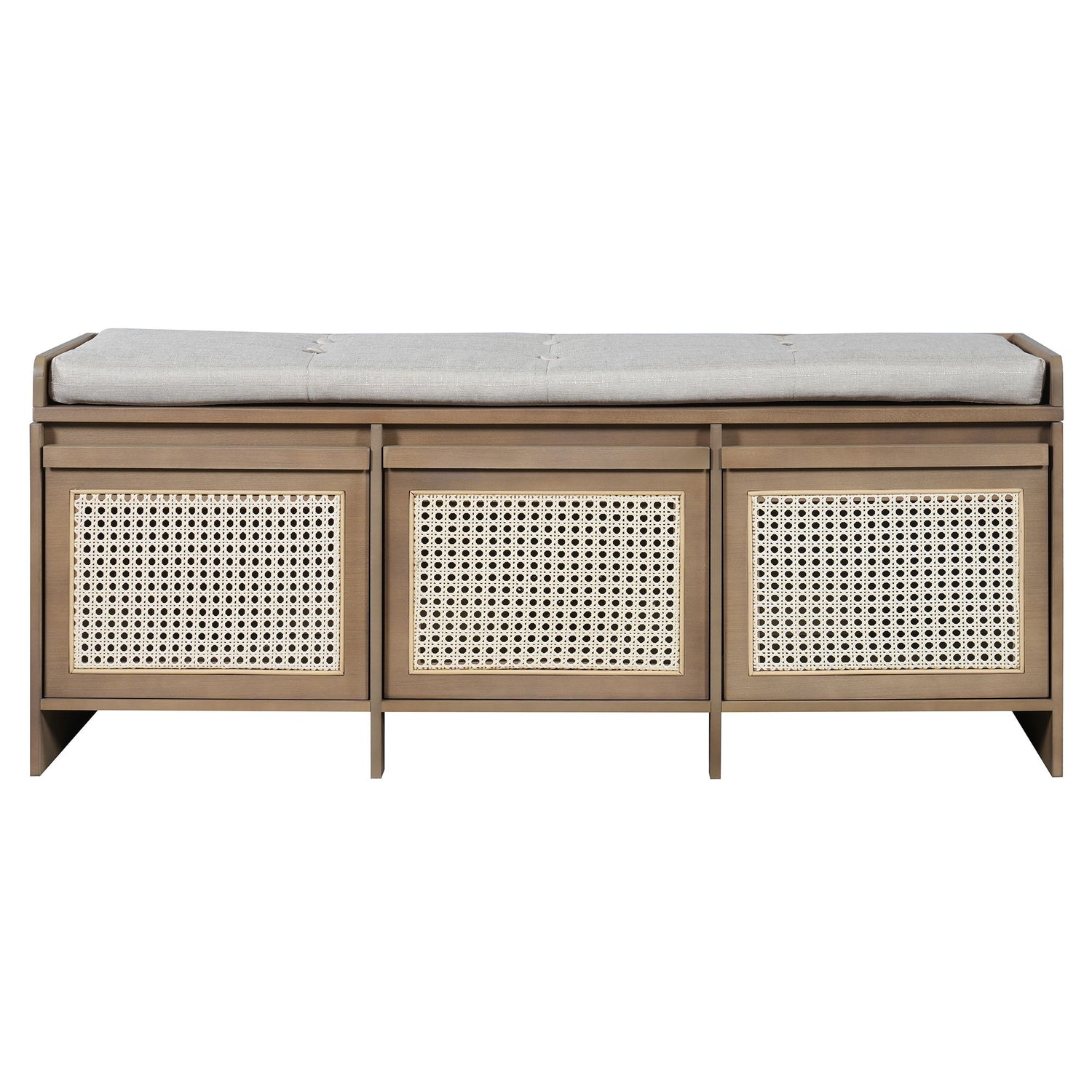 Entryway Shoe Bench With Drawers &amp; Button Tufted Cushion