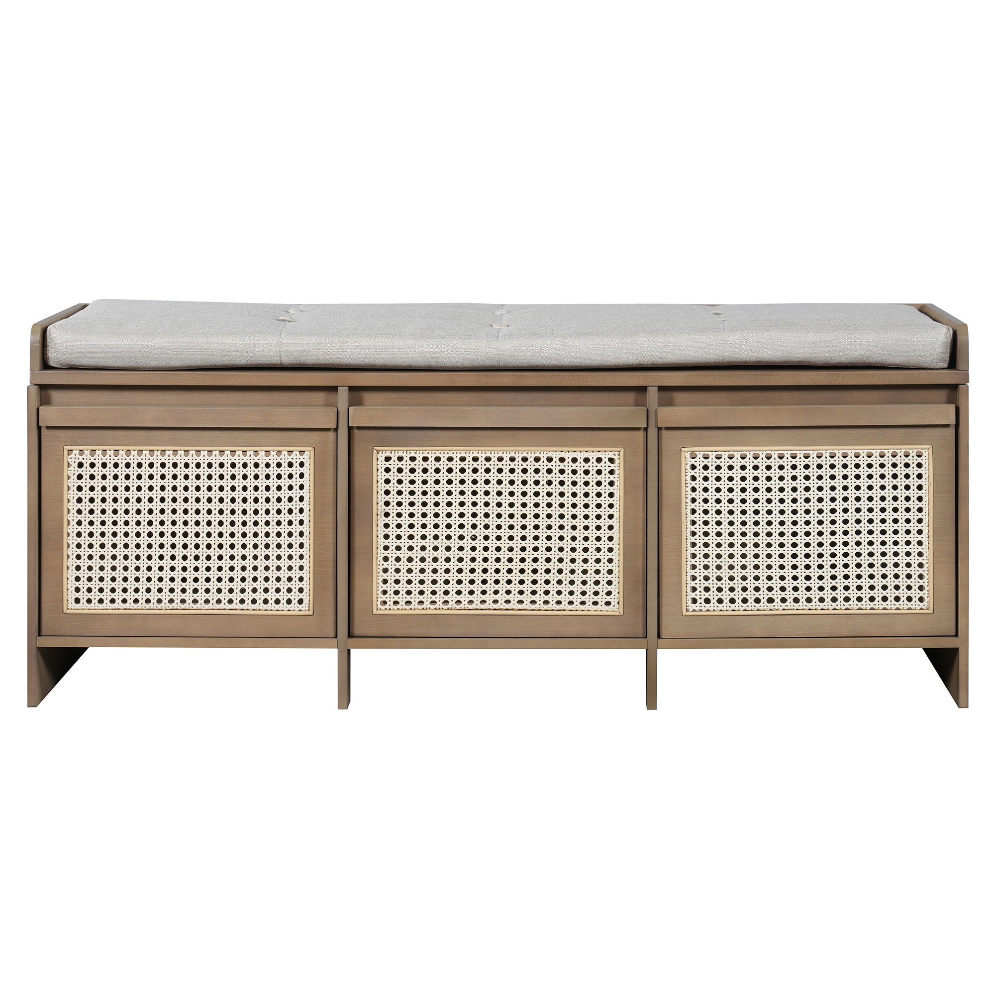 Entryway Shoe Bench With Drawers &amp; Button Tufted Cushion