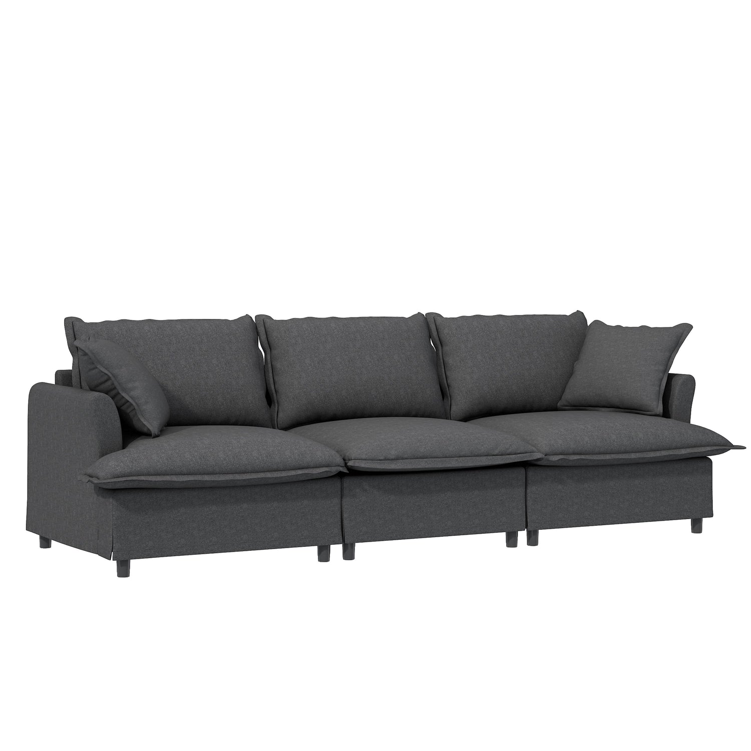 Living Room Set Modular Sectional Couch, Upholstered Sofa &amp; Armchair &amp; Movable Ottoman
