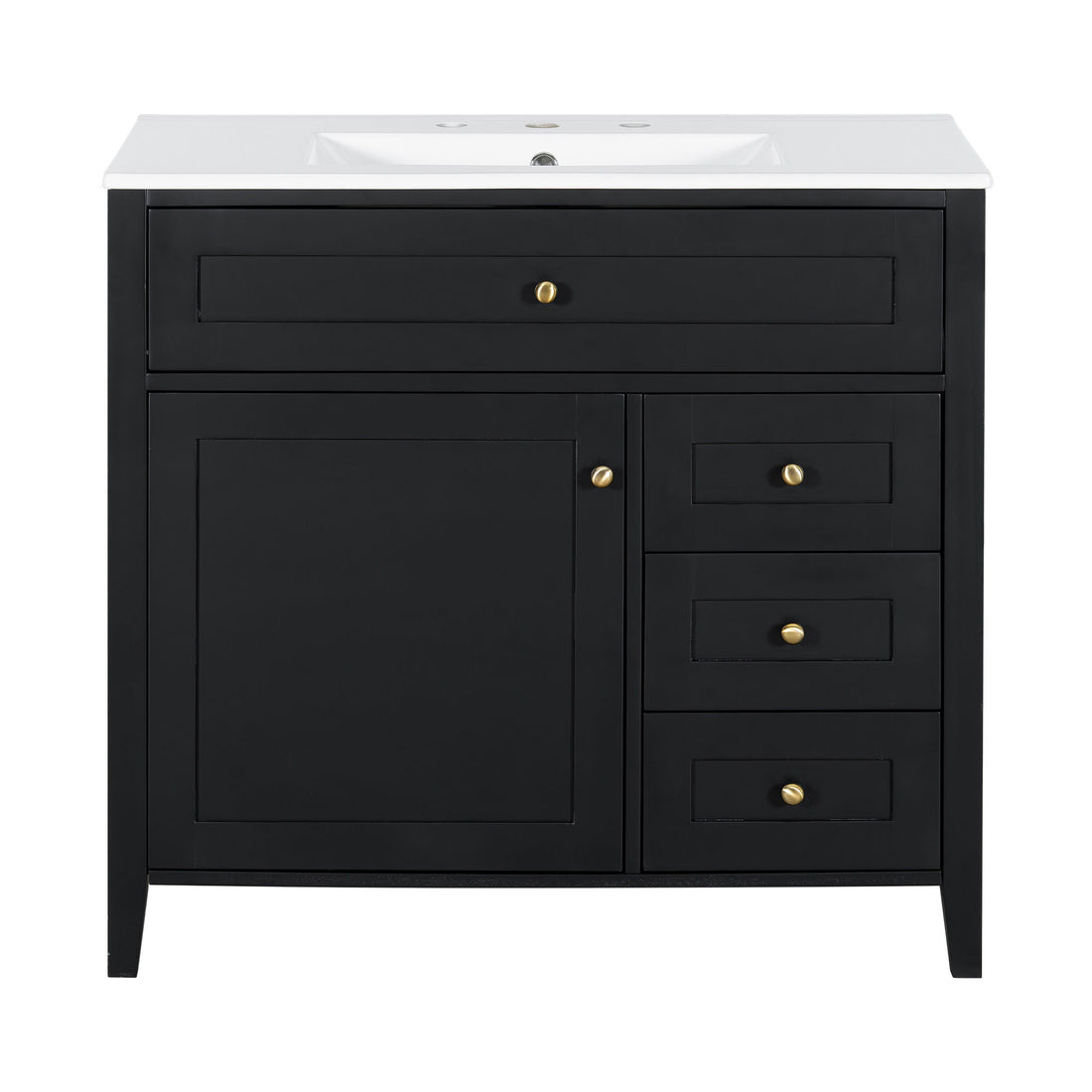 Bathroom Vanity With Sink, Cabinet With 3 Drawers And Adjustable Shelf