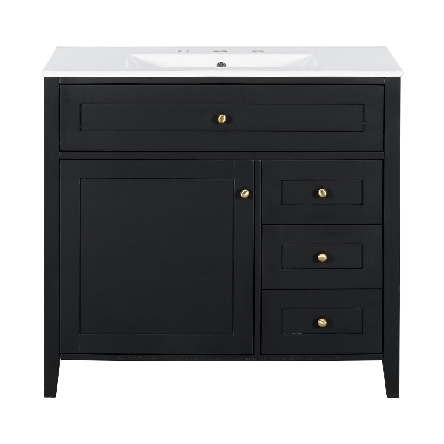 Bathroom Vanity With Sink, Cabinet With 3 Drawers And Adjustable Shelf