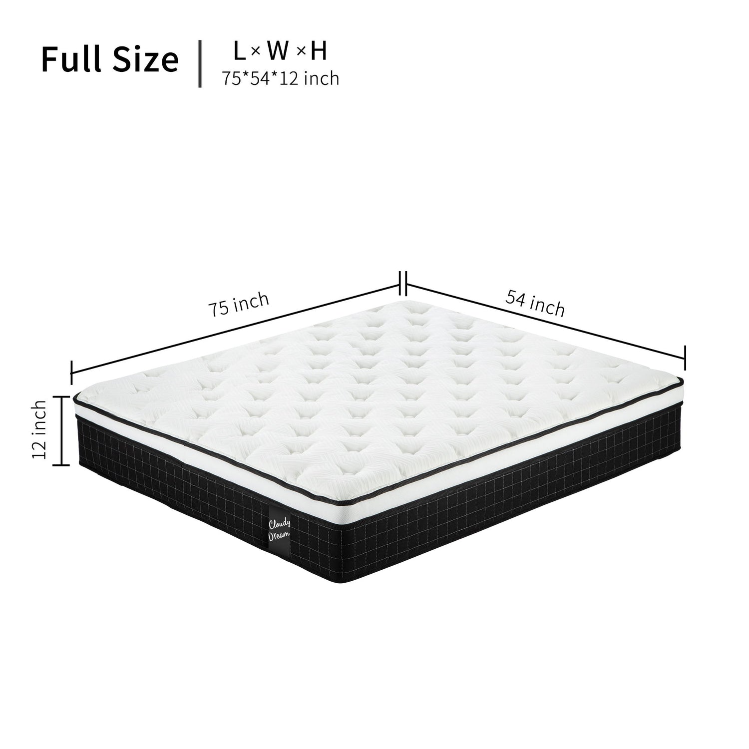 12&quot; Hybrid Mattress With Individual Pocket Spring, Comortable Memory Foam