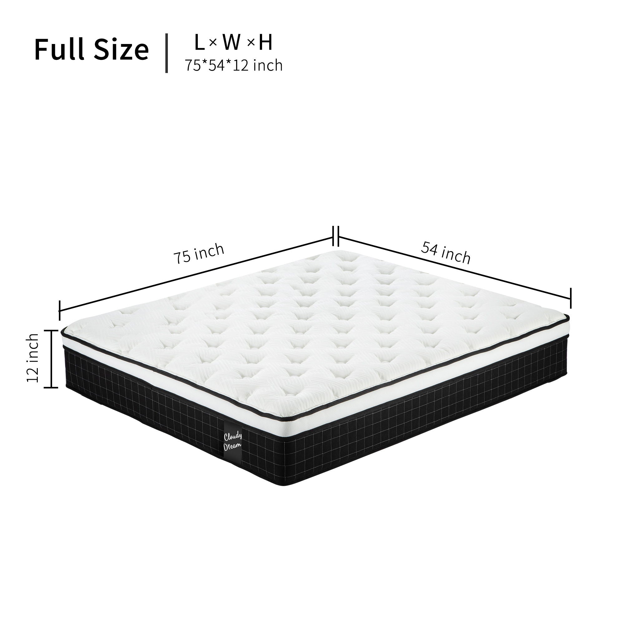 12&quot; Hybrid Mattress With Individual Pocket Spring, Comortable Memory Foam