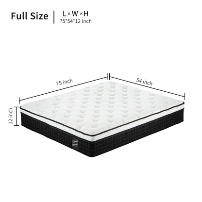 12&quot; Hybrid Mattress With Individual Pocket Spring, Comortable Memory Foam