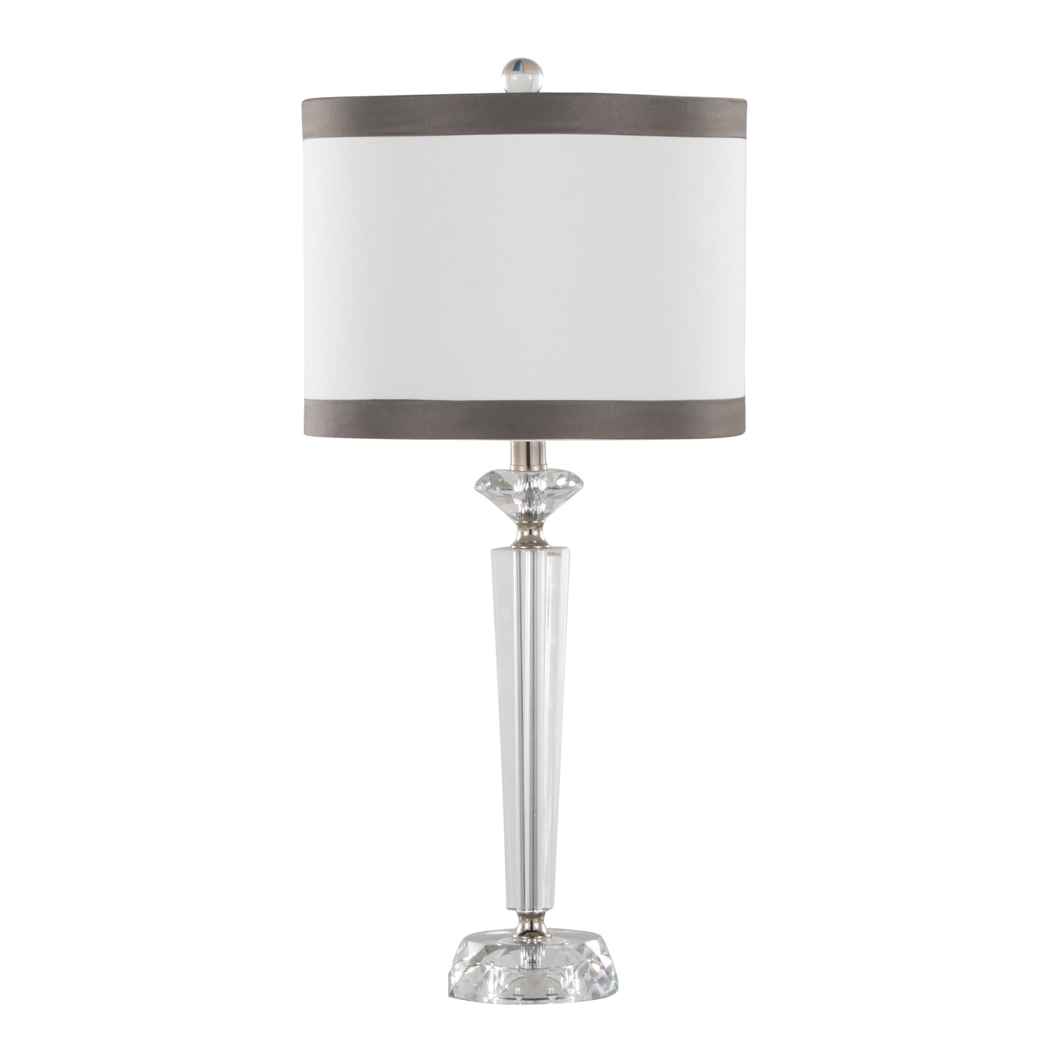 Diamond - Torch Crystal Contemporary Table Lamp (Set of 2) - Clear / Off White / Dark Gray / Polished Nickel