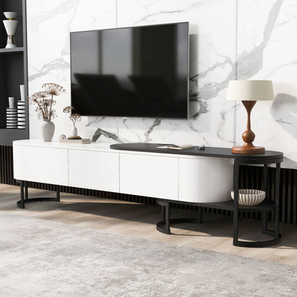 Modern Extendable TV Stand For TVs Up To 75&quot;, Entertainment Center Media Console With 3 Drawers, Metal Adjustable Legs For Living Room
