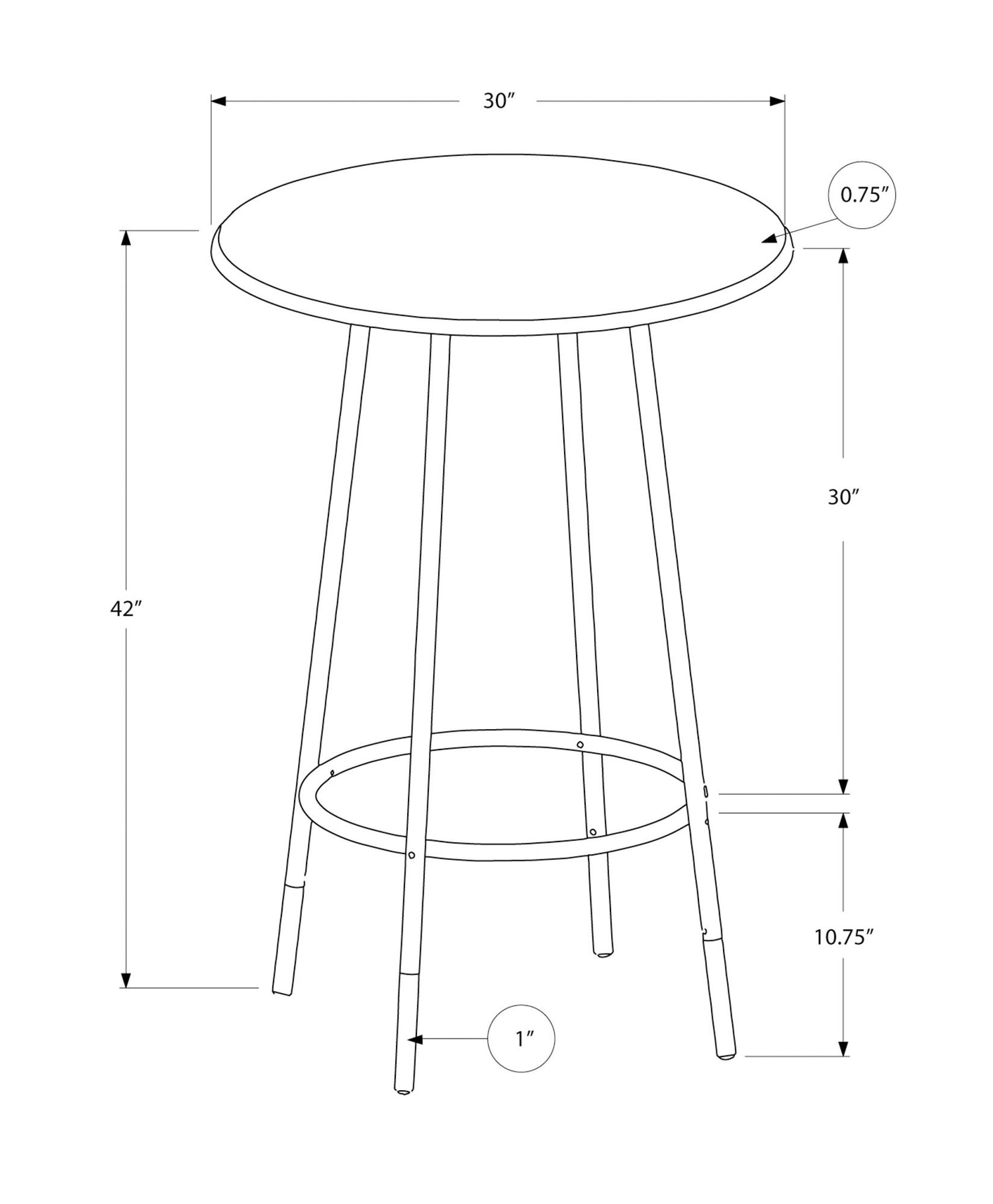 Home Bar Table With Bar Height, Small Round For Kitchen - Espresso