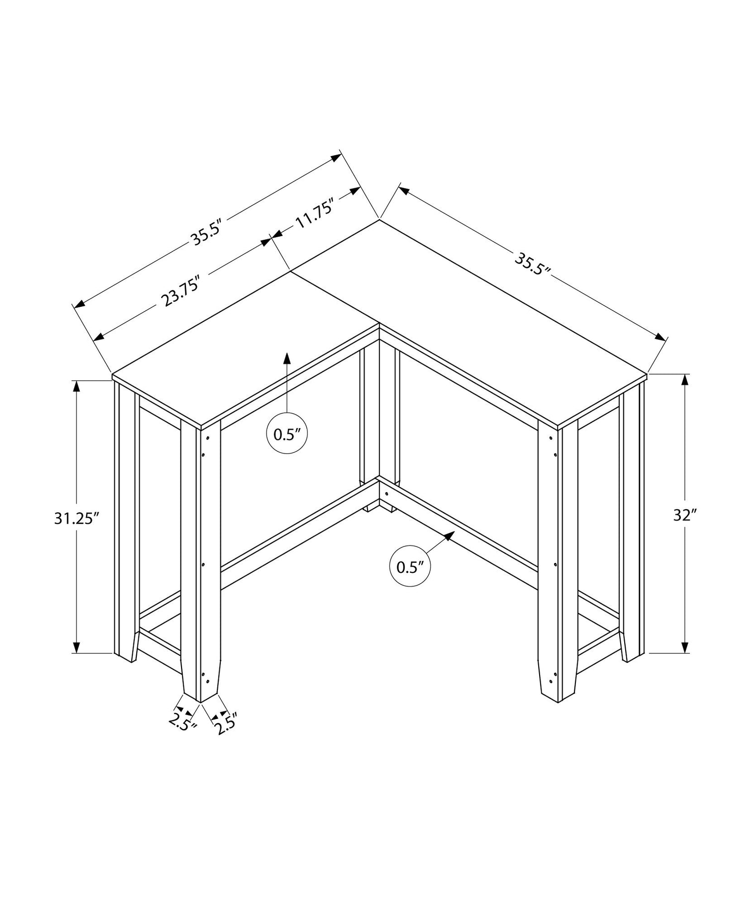Corner Accent Console Table For Entryway, Contemporary &amp; Modern - Cherry